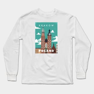 Krakow, Poland. Retro travel poster Long Sleeve T-Shirt